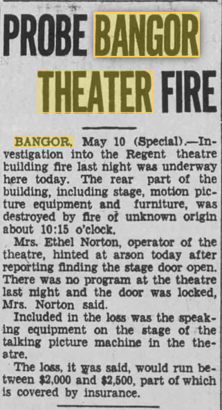 Regent Theatre - 10 May 1933 Article On Fire (newer photo)
